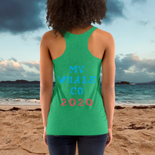 WhaleCo - Masked Whale Women's Racerback Tank Green with Raspberry whale