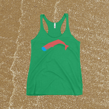 WhaleCo - Masked Whale Women's Racerback Tank Green with Raspberry whale