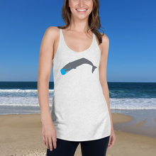 WhaleCo - Masked Whale Women's Racerback Tank White with Coal whale